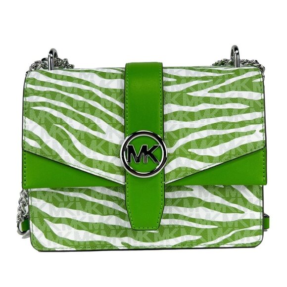NEW Michael Kors Greenwich Small Shoulder Flap Crossbody Bag Vert Jungle Purse - Picture 1 of 5